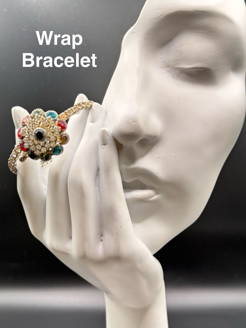 Gold Beaded Wrap Bracelet with Multicolor Accents